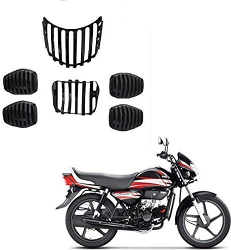G.K SUPERPlastic Grill Headlight, Indicator and Full Set of Taillight, for HF Deluxe (Black) -Set of 6