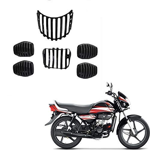 G.K SUPERPlastic Grill Headlight, Indicator and Full Set of Taillight, for HF Deluxe (Black) -Set of 6