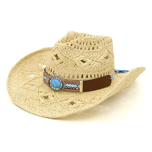 NAMANANA Men's Women's Straw Cowboy Hat Cowboy Woven Sun Hat