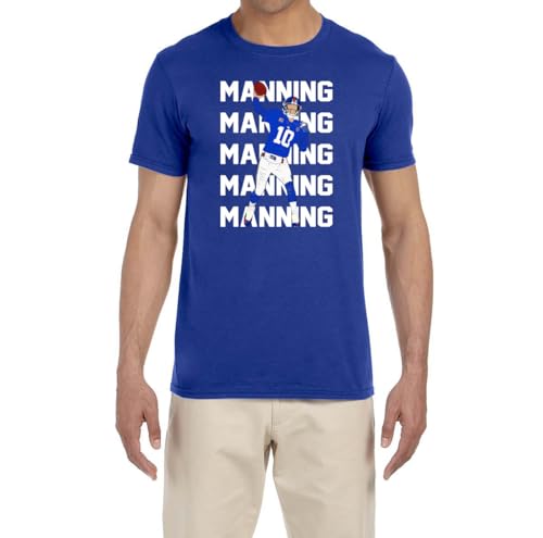 Blue New York Eli Manning Text Pic T-Shirt