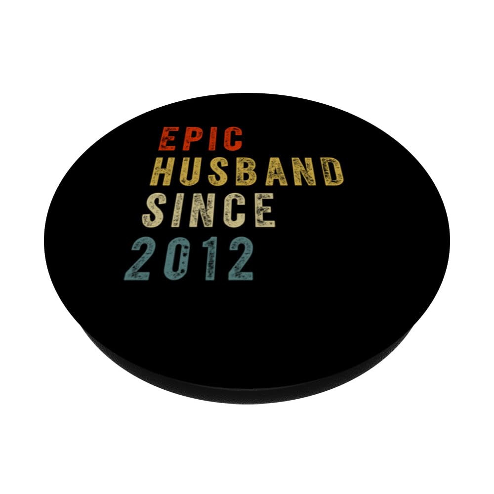 Epic Husband Since 2012 Couple 12th wedding Anniversary Mens PopSockets Swappable PopGrip, Black - Image 2