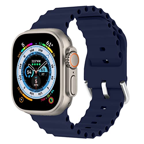 Bracelet sport Ocean pour Apple Watch 49mm silicone bleu