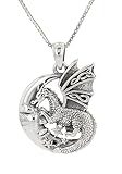 Jewelry Trends Sterling Silver Moon and Dragon Celtic Knot Pendant Necklace 18