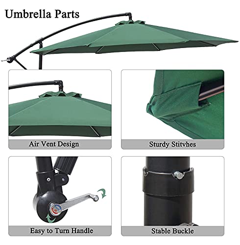 M-TOP Sombrilla Parasol para Jardín Patio Terraza Playa Piscina Reclinable Exterior Sombrilla Portátil Parasol Excéntrico Sombrilla Voladiza con Manivela para Patio Exterior, Grande y Estable - imagen 4