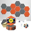Self-Adhesive Acoustic Panels [390 lbs/yd³ Ultra-High Density], 2nd Generation Sound Absorbing Panel, Professional Level Sound Panel, Polyester Soundproof Foam [Large Hexagon, Orange & Moon Grey]