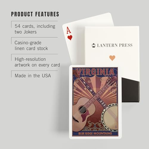 Lantern Press Blue Ridge Mountains, Naipes poker 52 cartas miniatura 3