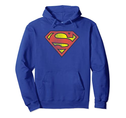Superman Retro Supes Logo Distressed Sudadera con Capucha