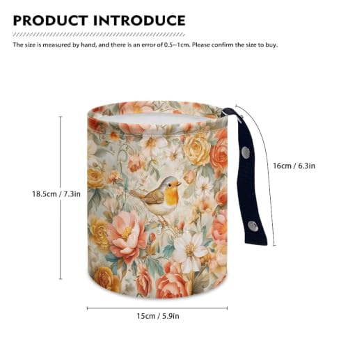 Image of Bird Flower Car Trash Can Foldable Hanging Portable Dustbin Bin for Back Seat, Front Console, Floor, or Hanging Headrest Waste Basket