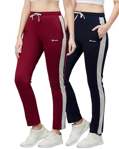Image of BLINKIN Women's Relaxed Fit Mid Rise Cotton Pajamas Combo, Pack of 2-The Ultimate Track Pants : Ideal Lower for Night Wear & Comfort Wear