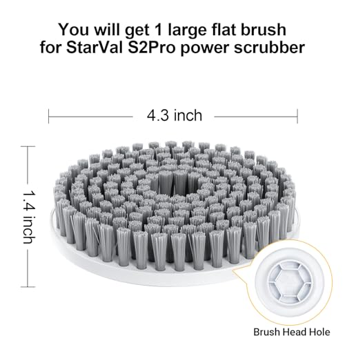 Image of Large Flat Brush Heads for Electric Spin Scrubber Cleaning Floors, Tiles, Countertops, Walls
