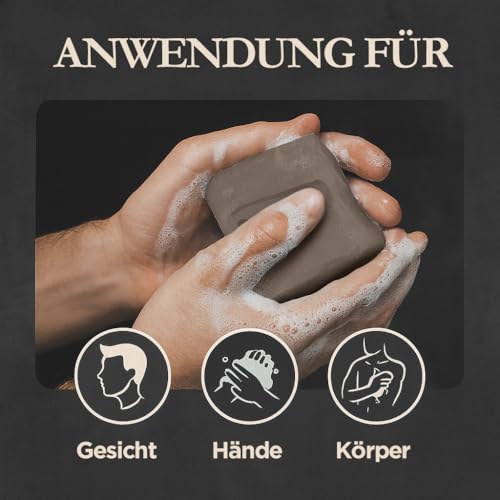 APPTI Natürliche Männer Seife - Palmölfrei, Vegan & Sensitive Haut,Feste Duschseife für Körper/Gesicht/Haare, Organisch mit Sandelholz (100g) – Bild 5