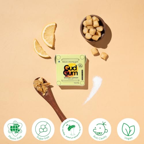 Image of Gud Gum- Natural, Plastic Free Chewing Gum -21g x 4 - Mini Pack of 4- No added artificial colours, flavours & sweeteners