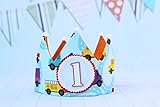 Corona cumpleaños de tela para bebés y niños con dibujo de coches 1-5 años