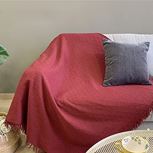 yibo Colcha Algodón Multiusos, Colcha Multiusos Sofa, Manta Foulard para Sofa y Cama, Cubresofa Cubrecama, Comoda Practica y Suave, 180x260cm, Rojo Cover