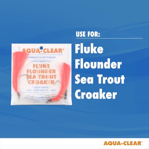 Aqua-Clear Hi-Lo Pearl Accent Hair Teaser Rig, Anzuelo Octopus de Níquel 3/0, Línea Mono de 40 lb, para Flounder, Fluke, Sea Trout y Croaker miniatura 6