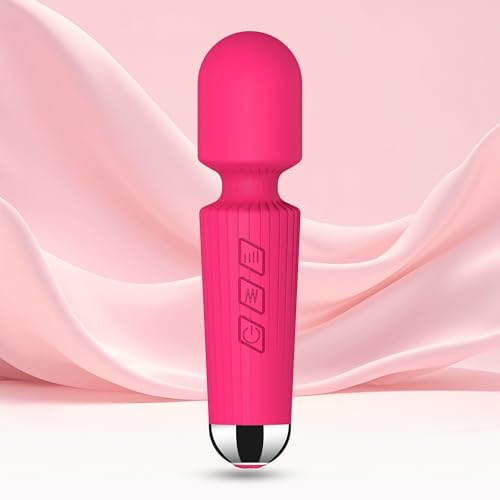 Image of Handheld Wand Massager 20 Modes 8 Speeds, Quiet Mini Vibration Massager for Deep Tissue & Muscle Recovery, Neck Back Shoulder, Cordless Portable (Red)