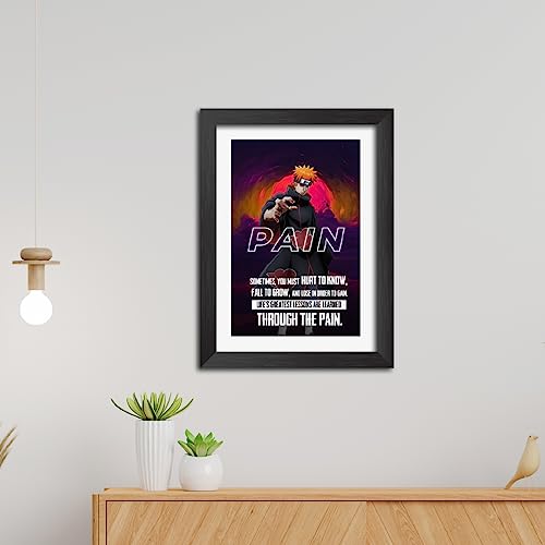 Image of TenorArts Pain Nagato Poster Naruto Anime Quotes Laminated Photo Frame Painting with Matt Finish Black Textures (12 inches x 9inches)