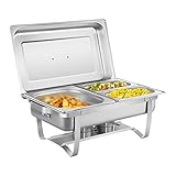 Royal Catering Scaldavivande Chafing Dish RCCD-1.3GN-1 (incl. Vassoi GN 1/2, 2 x 1/4, Acciaio...