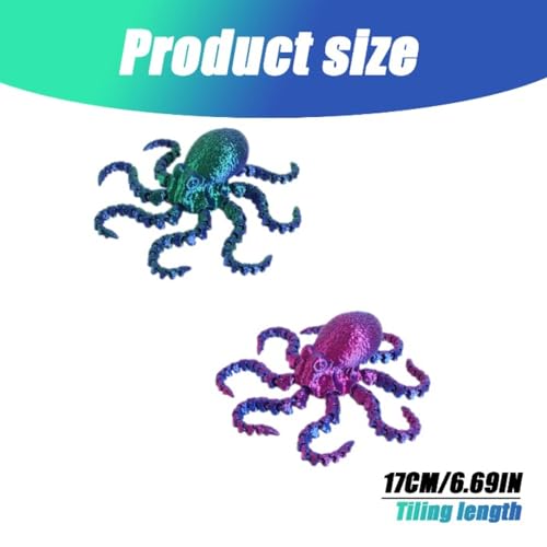 LISINGLINGO 2PAC 3D -Gedruckter Oktopus realistische Sammlung für Posen perfekt für die Heim- und Bürodekoration 17 cm Laser
