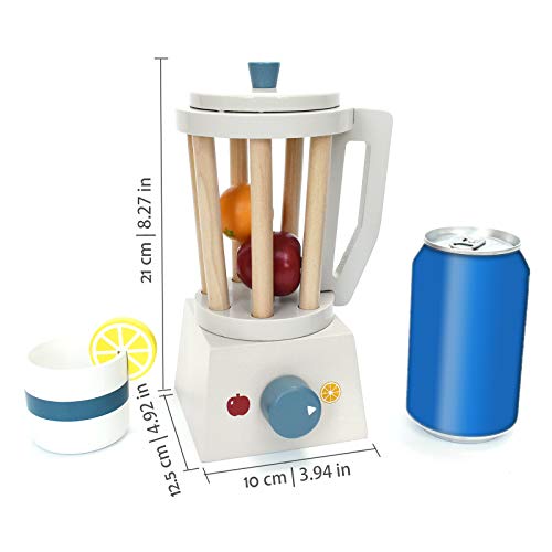 Little Log Standmixer Kinderküche aus Holz, mit abnehmbarem Deckel, Haltegriff und Knopf, inkl Obst. – Bild 4