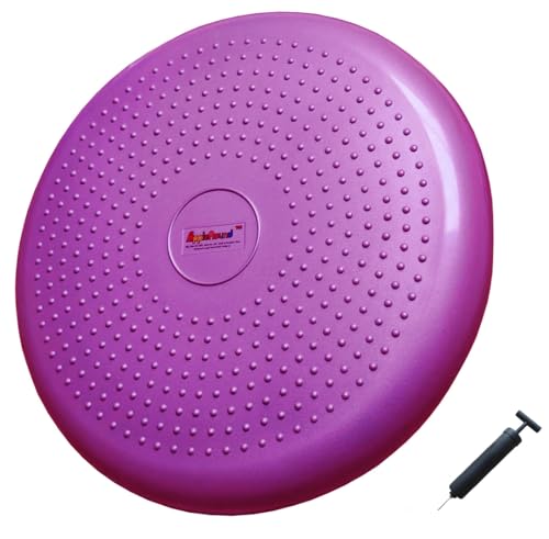 Image of AppleRound Inflated Wobble Cushion with Hand Pump, Air Stability Board (Extra Thick), Core Balance Disc for Adults, Sensory Wiggle Seat for Kids, Flexible Seating for All Age, 13.5in / 34cm Diameter