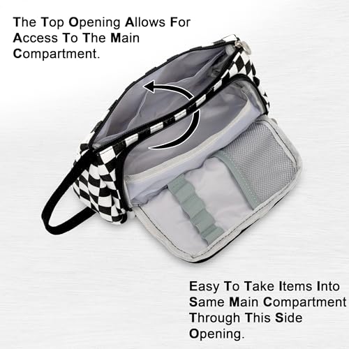 Image of Zollyss Polyester Big Capacity Pencil Case High Large Storage Pouch Marker Pen Case Simple Stationery Bag School College Office Organizer for Teens Girls & Boys (Black & White)