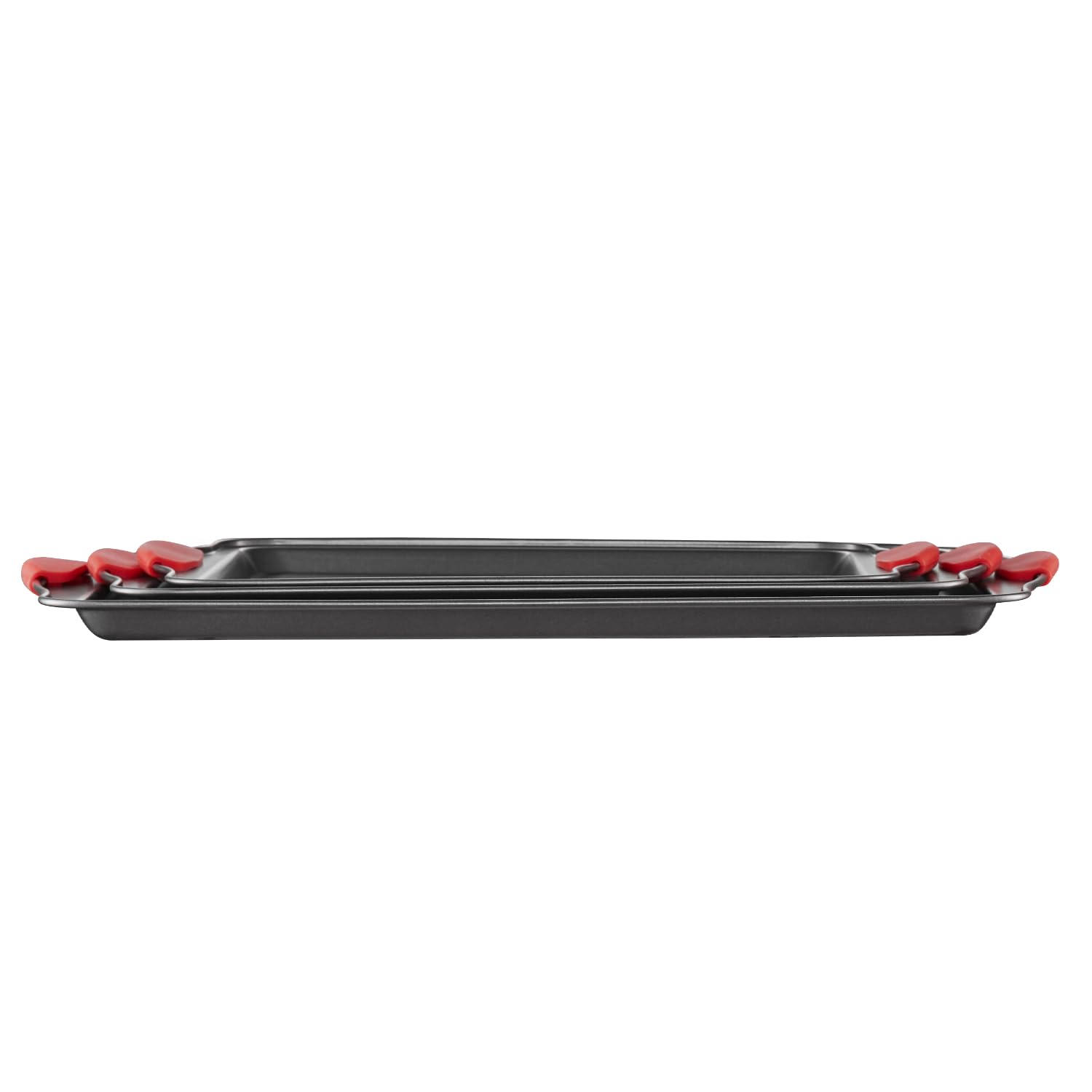 VEVOR 3-teiliges Backformen-Set, leicht zu reinigende Kochgeschirrblätter & Tabletts, Karbonstahl-Plätzchenblech mit Silikongriffen, stapelbare Küchenofen, Backgeschirr, Kochsets zum Backen von Keksen