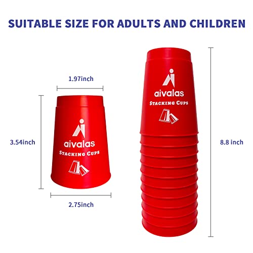 Aivalas Stacking Cups, Quick Stack Cups Game With 12 Pcs Stacking Cups & Durable Carry Bag, Classic Stacking Games For Kids Adults Family(Red) #TOP4