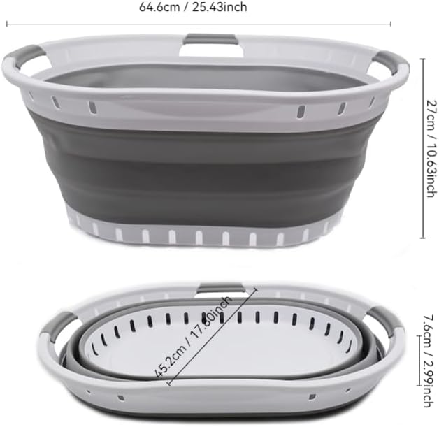 Miniatura 3 de SAMMART Cesta plegable de plástico para lavandería de 44 litros, contenedor de almacenamiento plegable y organizador, cesta para ahorrar espacio (1,