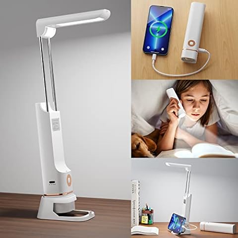 FANSANMY Schreibtischlampe LED, Mobiles Ladegerät, Taschenlampe und Schreibtischlampe 3 in Einem-Zusammenklappbare Desk Lamp, 3 Helligkeitsstufen Cover