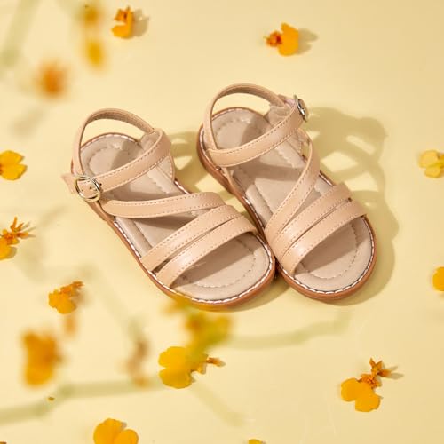 Image of ESTINE Toddler /Little Kid Girls Dress Cross Strappy Open Toe Sandals Princess Flats Summer Flower Girl Shoes