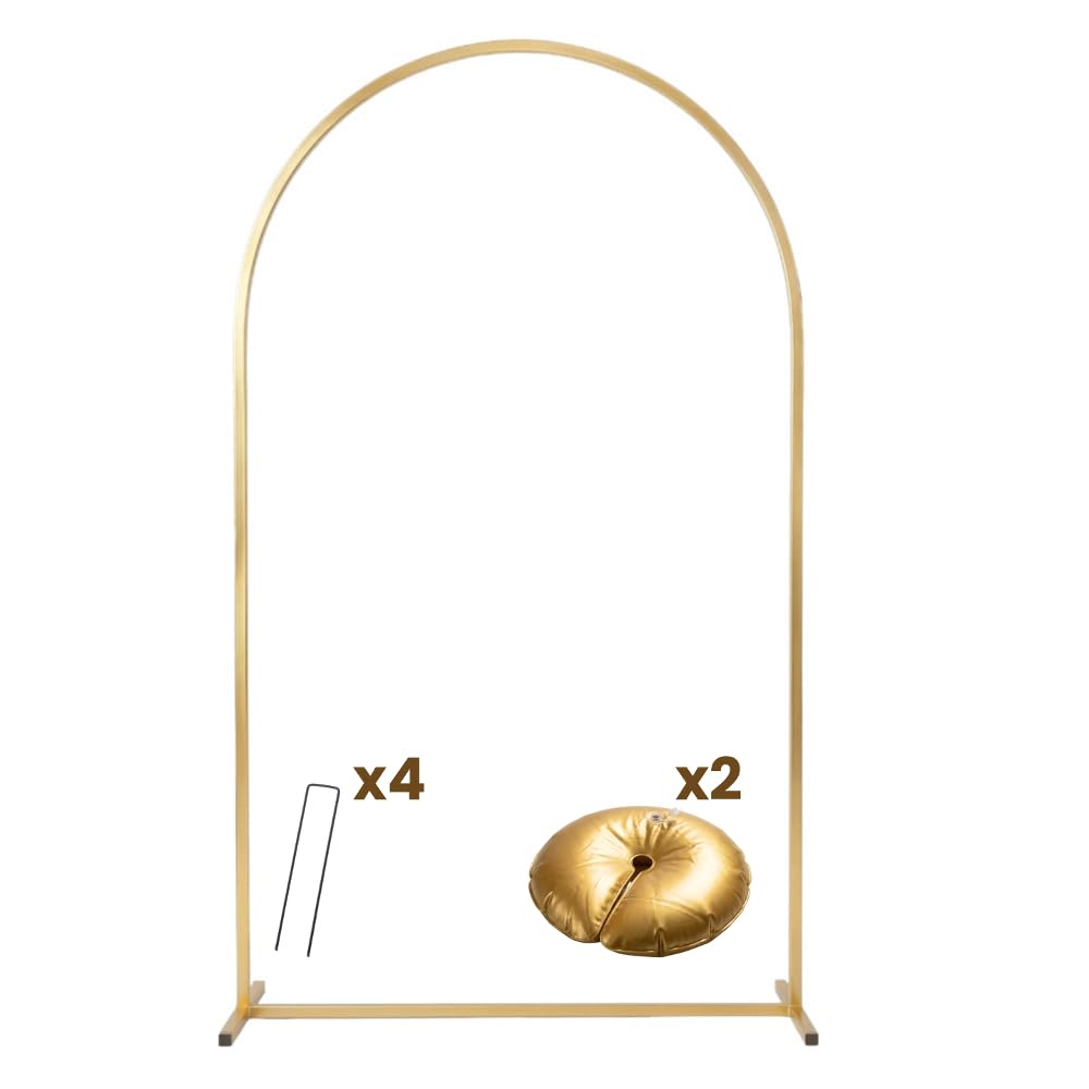 TERRE JARDIN Arche Mariage Métal Doré 220 x 120 cm - Support Décoration Cérémonie - Arche Ballon et Fleur pour Mariage, Anniversaire et Événement