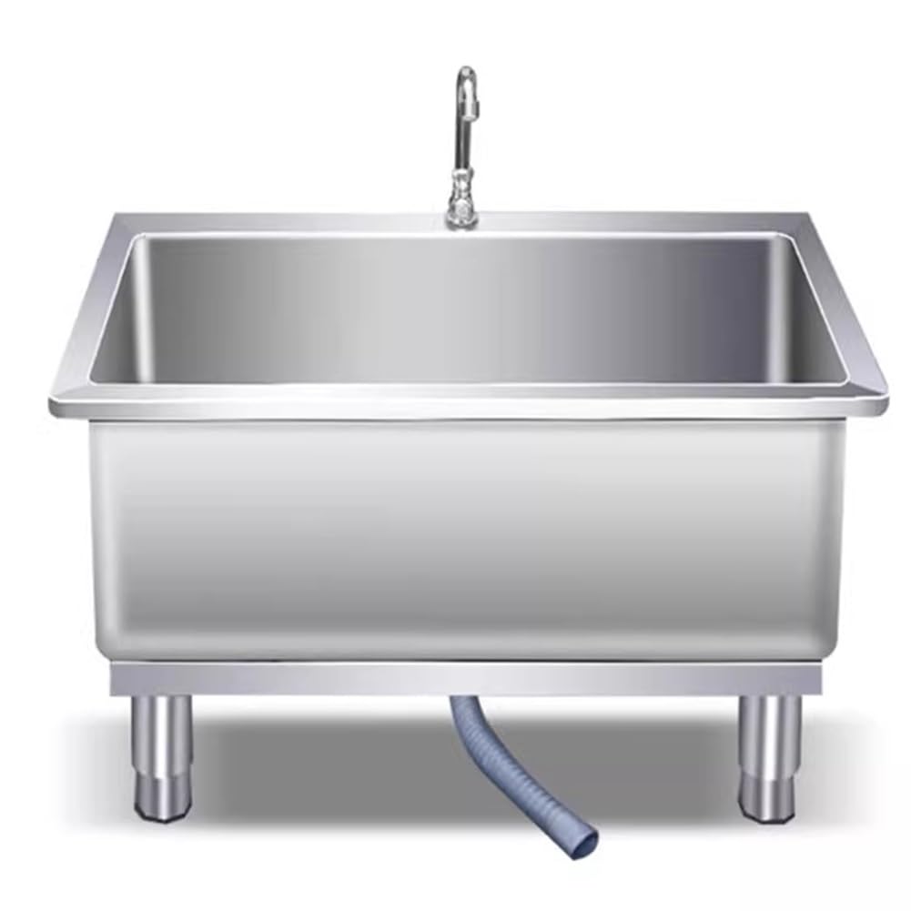 AYCDL Stainless Steel Mop Sink with Faucet, Drainage, Strainer for Commercial Kitchen, Restaurant, Bar, Garages,Silver-100x40x30cm,Silver-100x40x30cm