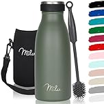 Milu Stainless Steel Drinking Bottle 350 ml - Insulated Thermo Flask for Water - Leak Proof, Insulated and Double Walled, Carbonated (Olive Green, 350ml)