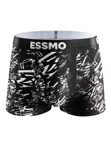 Mens Boxer Briefs Regular Long 4 Way Stretch Letter Print Soft Underwear for Men