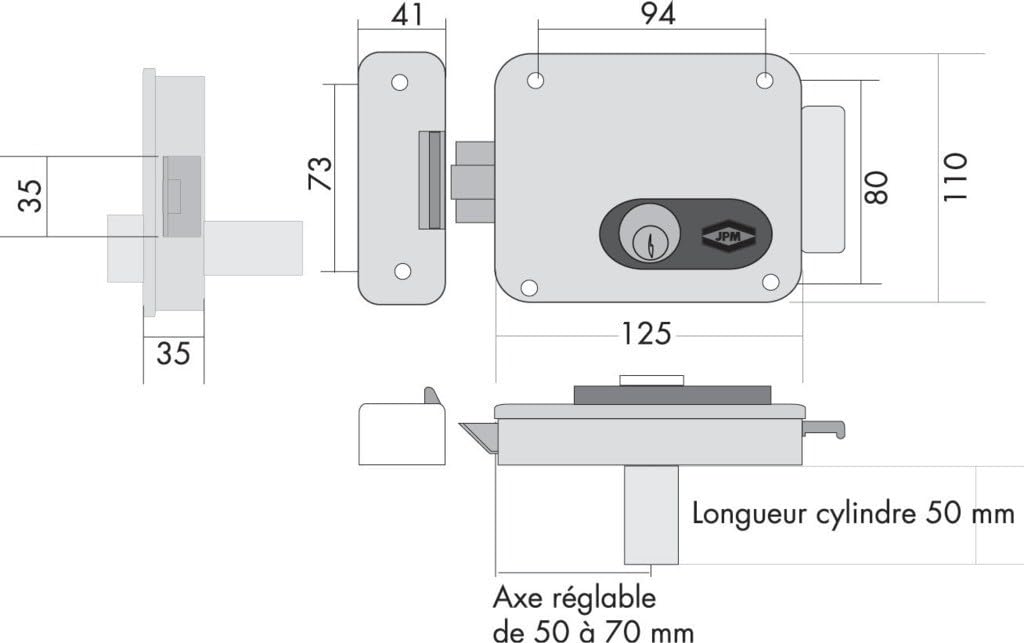 JPM - Serrure Électronique en Applique - Cylindre 2 Entrées - Série 511 - Argenté Facile à Installer
