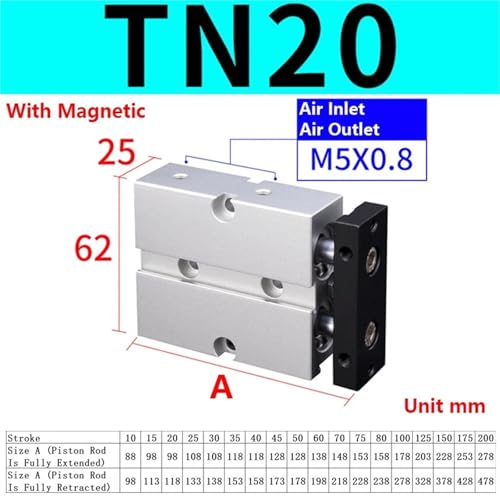 Cylindre double tige TN16 robuste pour automatisation de précision - 6