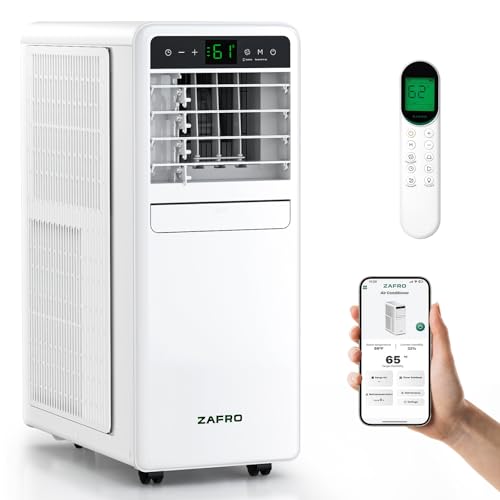 ZAFRO 12,050 BTU Portable Air Conditioner, Smart AC Unit with Fan/Dehumidifier/Drainage-free Cooling, APP/Remote/Touch, 47 dB, Sleep Mode, Installation Kit, 24H Timer for Bedroom, Living Room