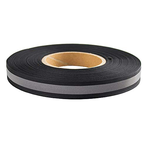 Safety Silver Reflective Webbing Ribbon Tape Trim Strip Sew On 20mm x 50meter (Black)
