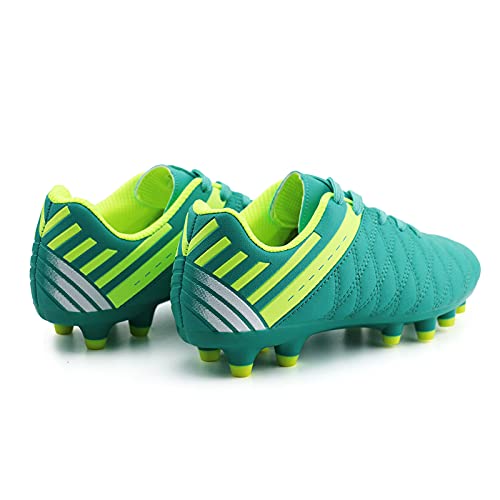 brooman Chuteiras de futebol atléticas infantis para meninos e meninas, Verde, 6 Big Kid