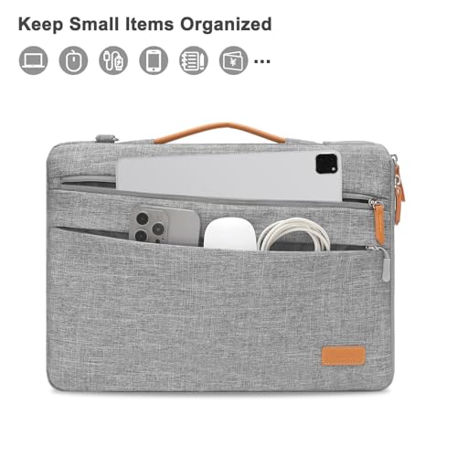 MOSISO 360 Protective Laptop Shoulder Bag, 15-15.6 inch Side Open Computer Bag Compatible with MacBook Pro 16 inch, HP, Dell, Lenovo, Asus Notebook with 2 Bevel Horizontal Pockets & Handle, Gray2