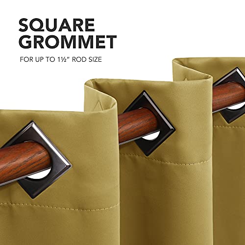 Image of Deconovo Blackout Grommet Top Window Coverings Thermal Insulated Light Blocking Curtains for Bedroom, 52x95 Inch, Olive Yellow