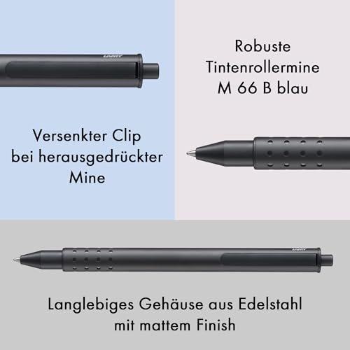 Tintenroller Lamy Swift Black Flüssiges Schreibgefühl mit Edelstahlgehäuse