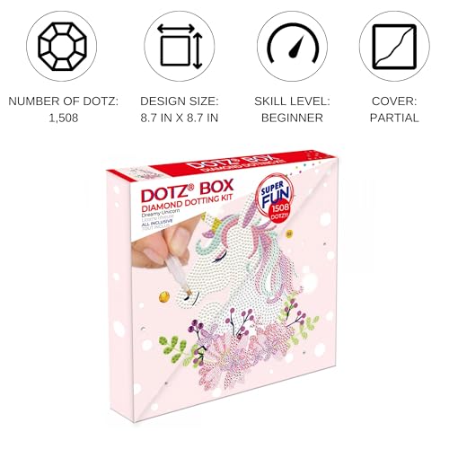 Image of DIAMOND DOTZ Dreamy Unicorn Dotz Box Animal Diamond Painting Kits for Adults - Diamond Art Kits a Relaxing Creative Craft Kit with Dotz Gems 8.7 inchx8.7 inch