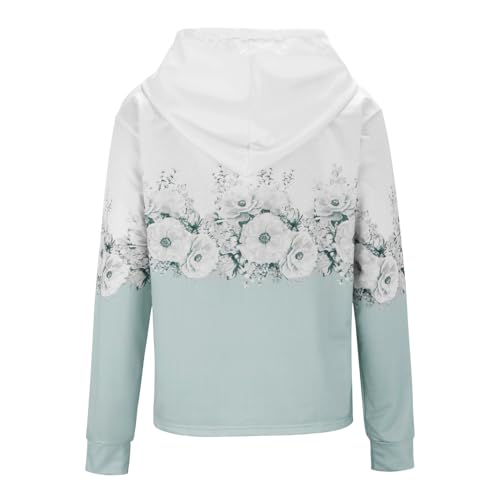 Sweat à capuche femme avec imprimé floral coloré et poches amples