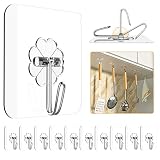 probebi Adhesive Hooks for Hanging Heavy Duty - 12 Pack Wall Hooks 13lb(Max), Sticky Hooks Waterproo