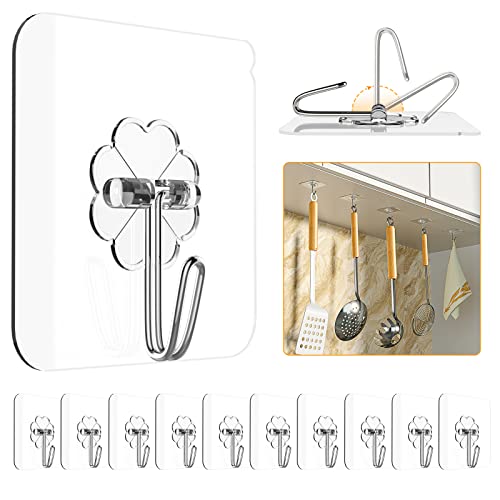 Probebi Adhesive Hooks For Hanging Heavy Duty - 12 Pack Wall Hooks 13Lb(Max), Sticky Hooks Waterproof, Wall Hangers Without Nails, Kitchen Hooks, Bathroom Hooks, Indoor Use For Home & Office #TOP2