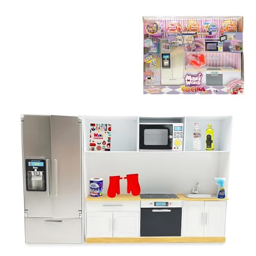 Bizak Mini World Playset Cocina con 5 Bolas, Set de Cocina en Miniatura con Electrodomésticos y Accesorios Detallados, Niños y Niñas +6 Años (64502007)