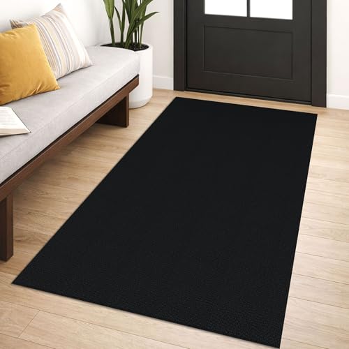 Tapete decorativo trenzado de 3x5 pies negro miniatura 1