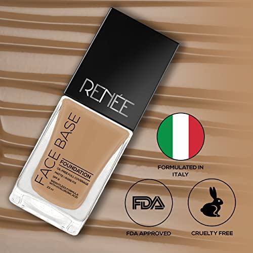 Image of RENEE Face Base Liquid Foundation - Vienna, 23ml | Enriched with Hyaluronic Acid & Vitamin E, Provides SPF 8 Protection, Weightless, Long-lasting Matte Finish
